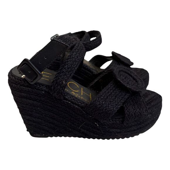 Beach by Matisse Black Jute Platform Sandals Size 8 - Picture 4 of 11